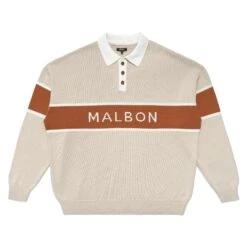 MALBON BLOCK LONG SLEEVE KNIT POLO