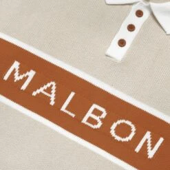MALBON BLOCK LONG SLEEVE KNIT POLO -Elite Wear Shop MalbonBlockLSKnitPoloCream2