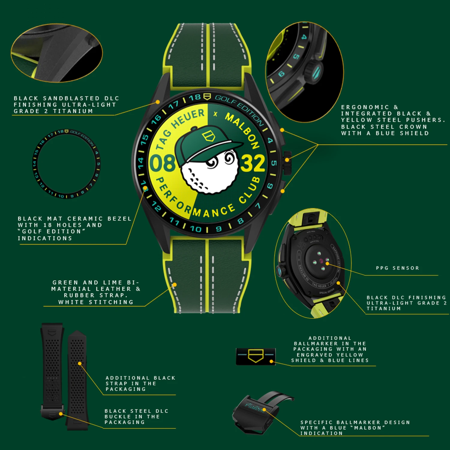 TAG HEUER CONNECTED CALIBRE E4 45 MM X MALBON GOLF EDITION 14 TAG HEUER CONNECTED CALIBRE E4 45 MM X MALBON GOLF EDITION - Image 14